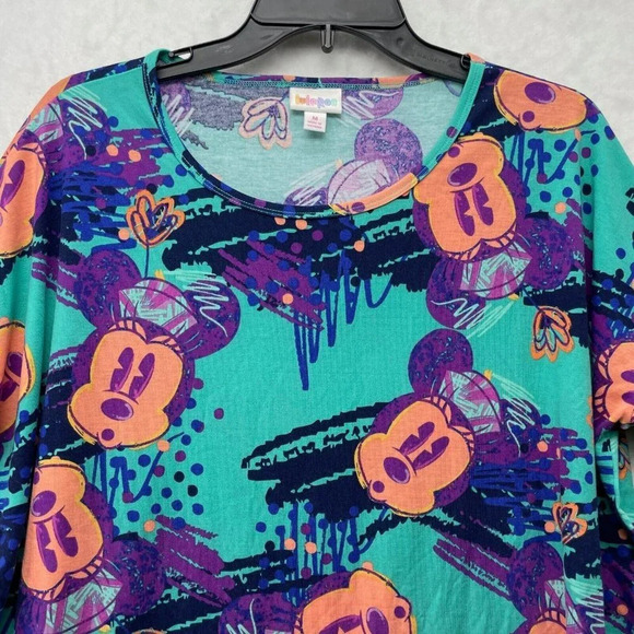 LulaRoe Disney Shirt Womens Sz M Green Purple Irma Minnie Mouse Round Neck Tunic - Picture 6 of 9